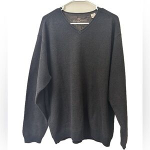 Tommy Bahama XL Tall Waffle Knit V-Neck Sweater Charcoal Gray Cotton Wool Blend